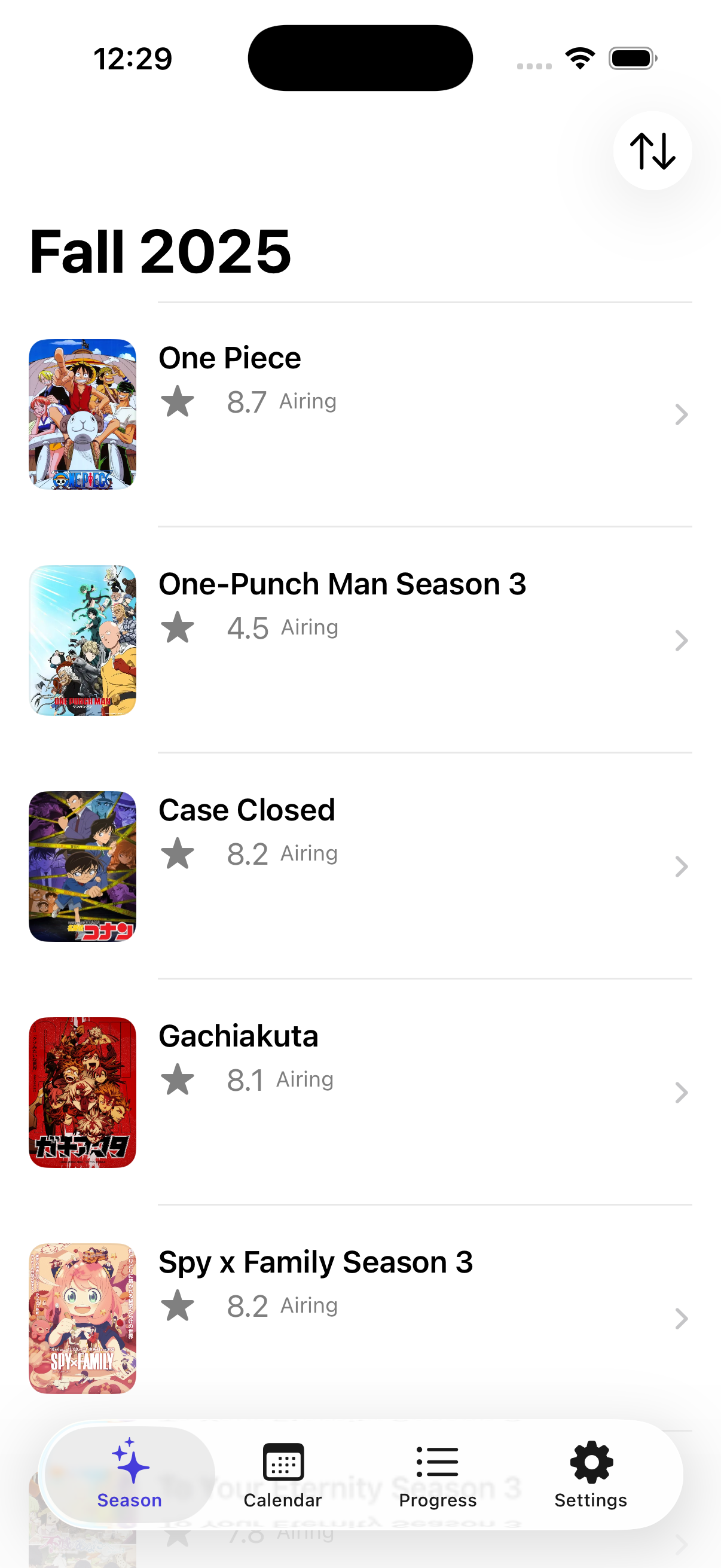 Calendar view (light mode)