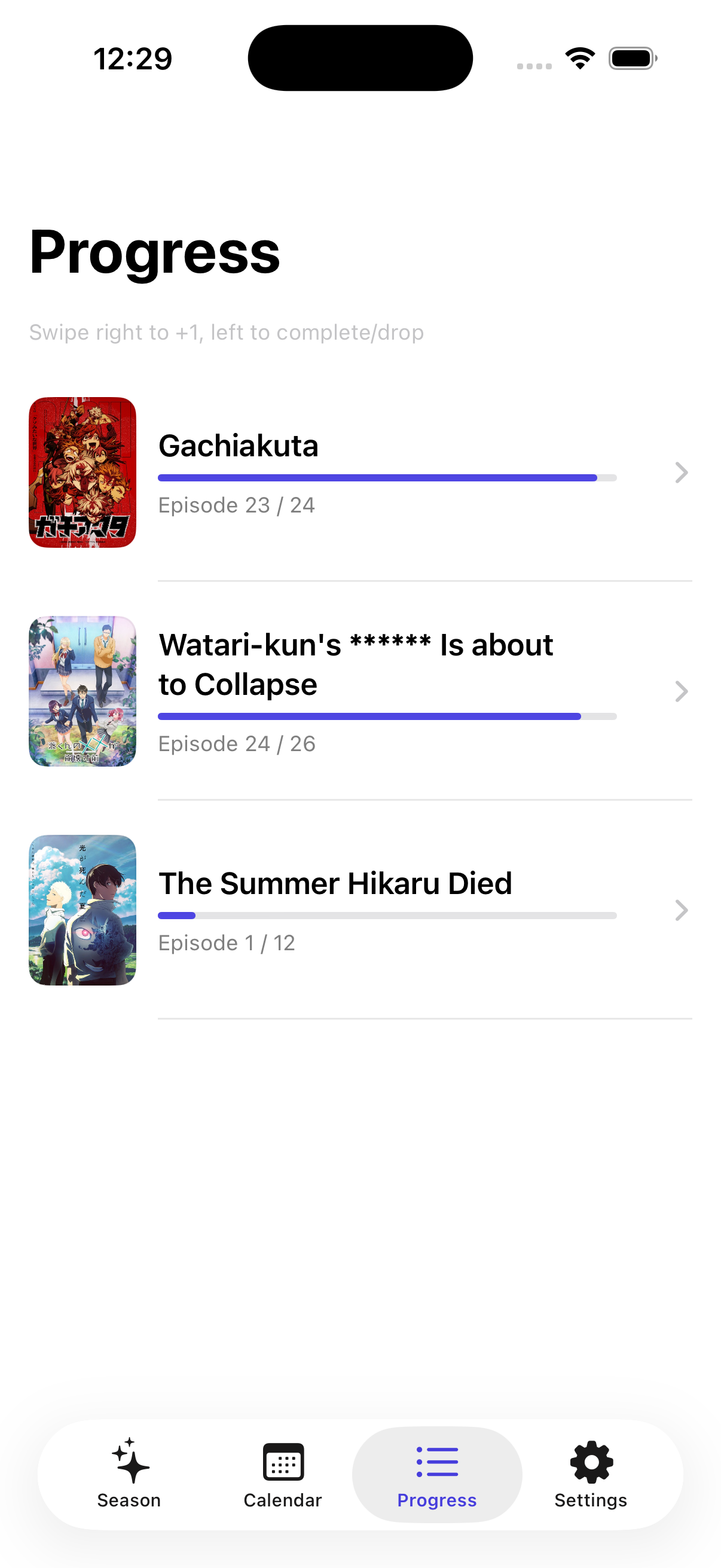 Progress overview (light mode)